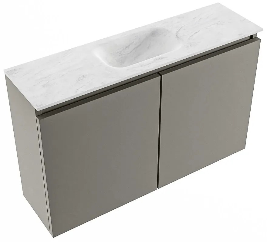 Mondiaz Ture DLux toiletmeubel 80cm smoke met wastafel opalo midden met kraangat