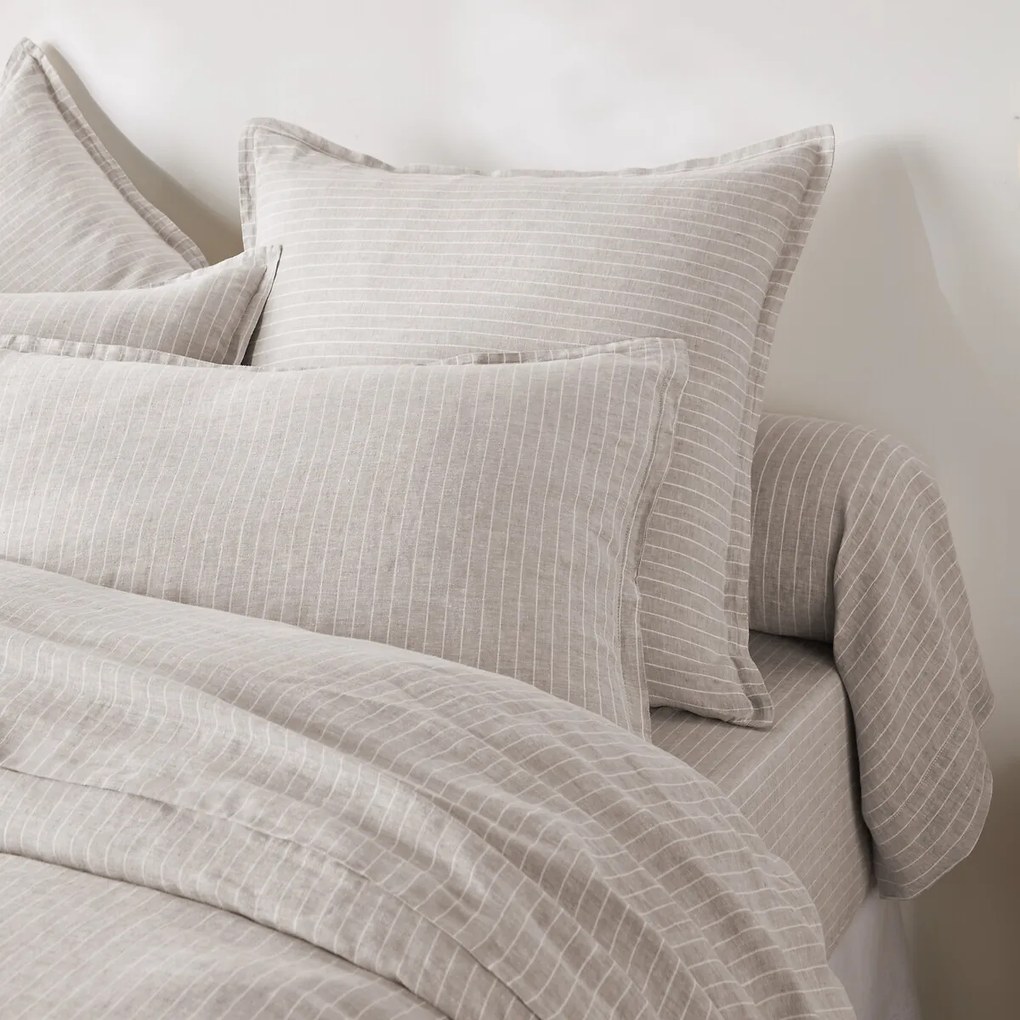 Bolstersloop in gewassen linnen, gestreept, Linot