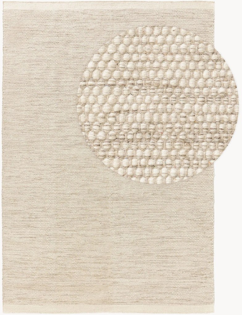 Handgeweven laagpolig wollen vloerkleed Rocco