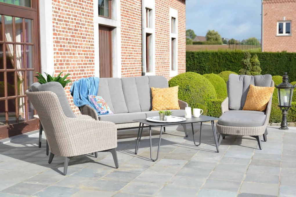 4 Seasons Outdoor | Luxor loungestoelen met gabor tafeltjes  Loungeset    antraciet weerbestendig