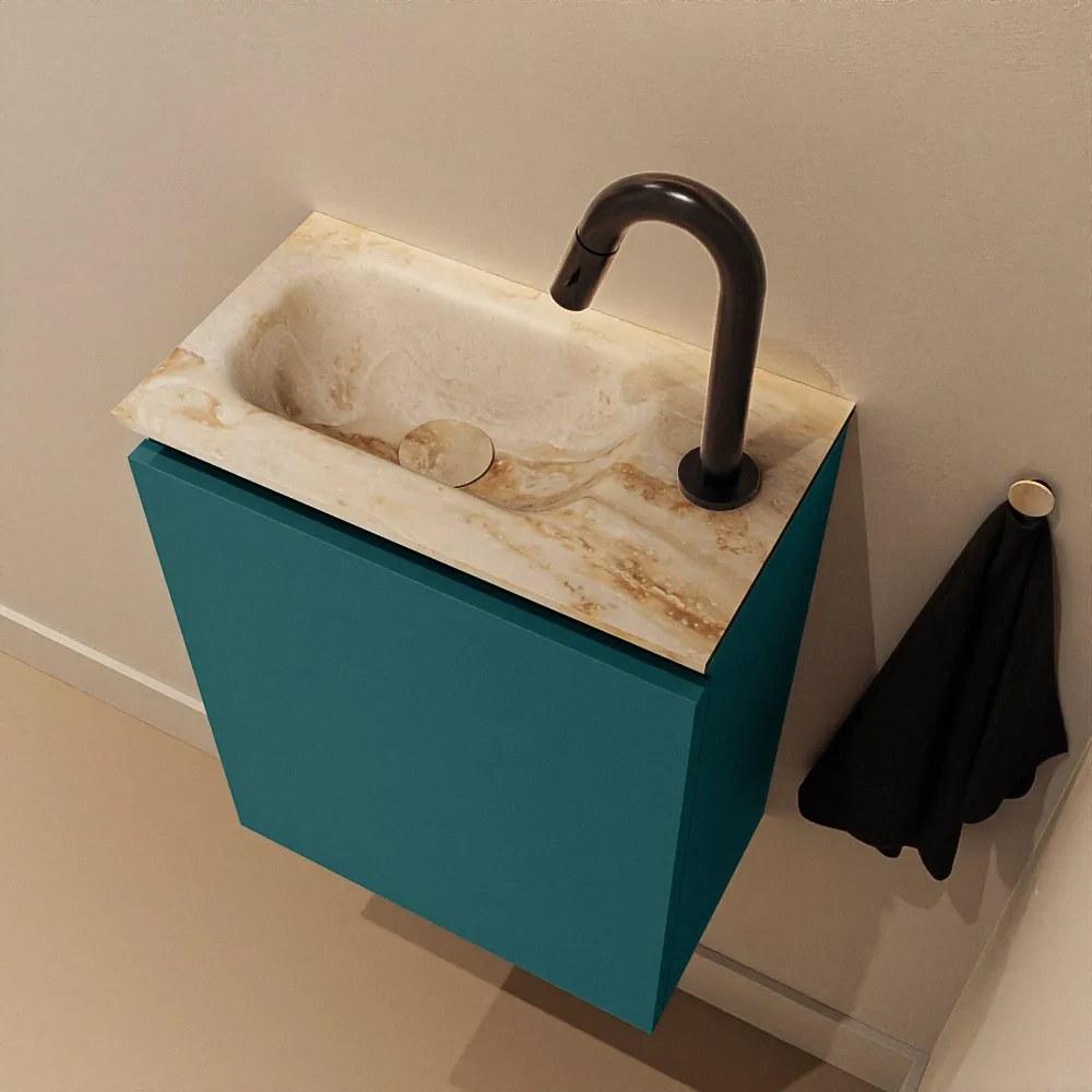 Mondiaz Ture DLux toiletmeubel 40cm smag met wastafel frappe links met kraangat