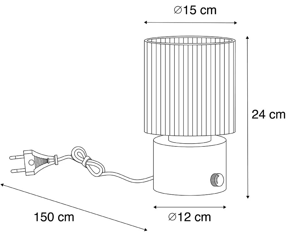 Art Deco tafellamp zwart met smoke glas - Laura