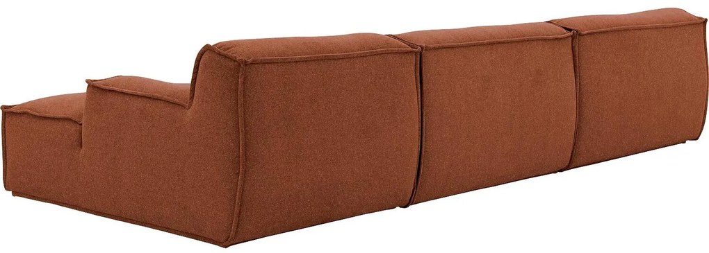 Goossens Excellent Bank Sens oranje, stof, 1,5-zits, urban industrieel met chaise longue rechts