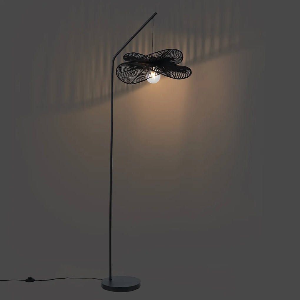 Art Deco vloerlamp zwart met zwarte kap - Nest