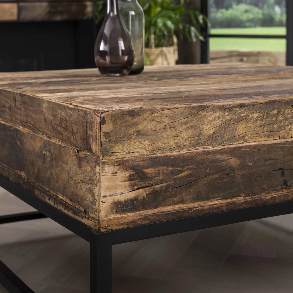 Salontafel Lodge Massief Gerecycled Hout Vierkant  90,0 cm - Hout - Giga Meubel