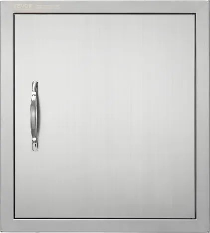 VEVOR Grilltoegangsdeur, 457 x 508 mm, enkele buitenkeukendeur, vlak gemonteerde roestvrijstalen deur, verticale wanddeur met handgreep en haak, voor grill-eiland, grillstation, buitenkast