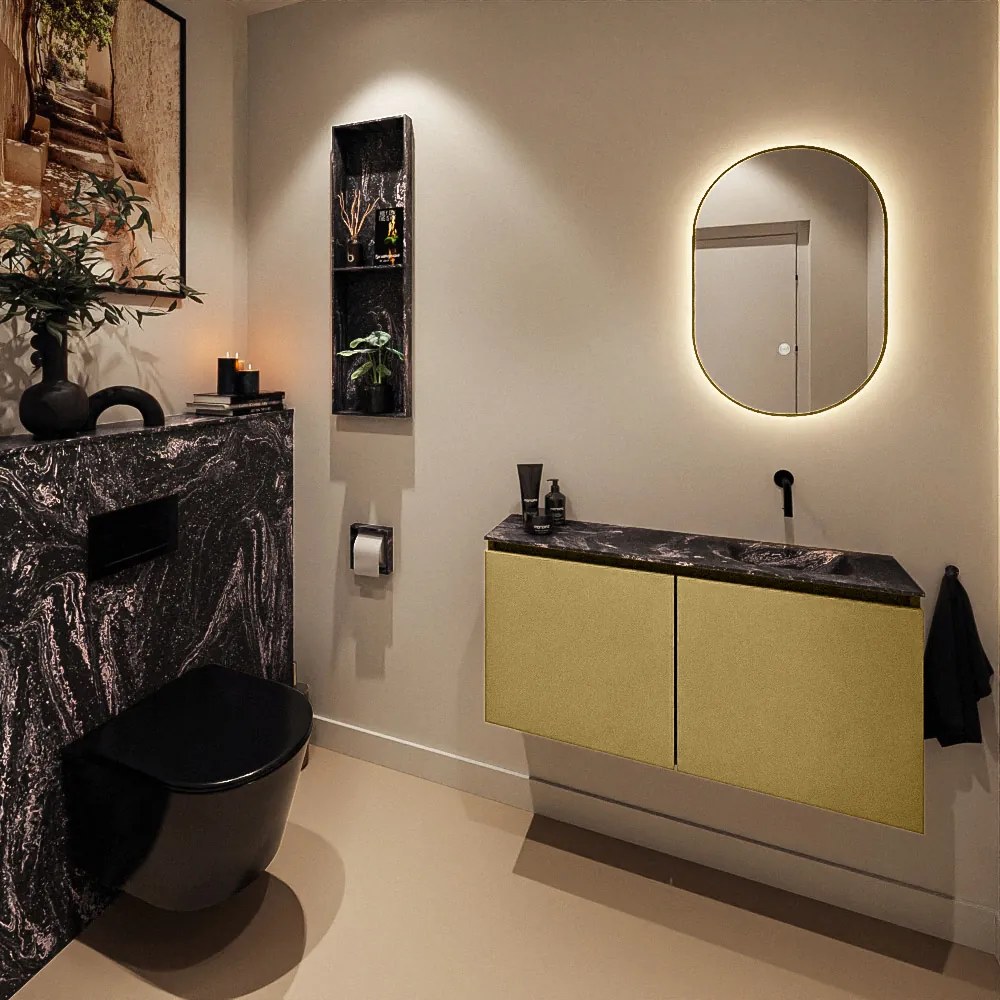 Mondiaz Ture DLux toiletmeubel 100cm oro met wastafel lava rechts zonder kraangat