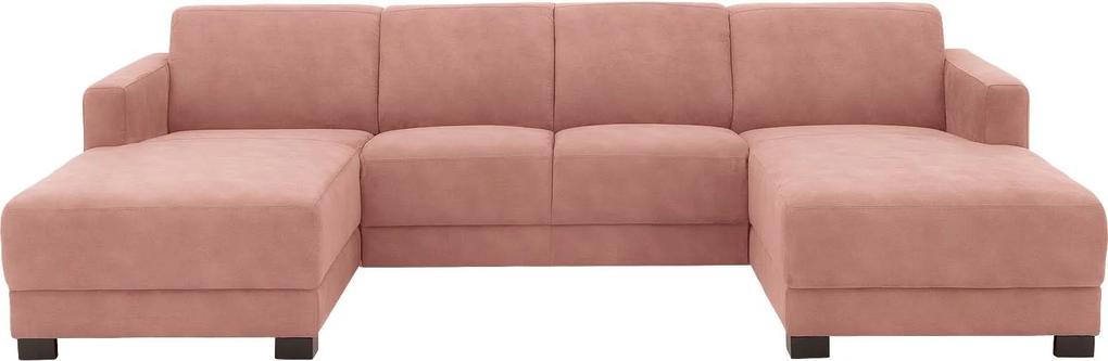 Goossens U-opstelling My Style Microvezel roze, microvezel, 2-zits, stijlvol landelijk met chaise longue rechts met chaise longue links