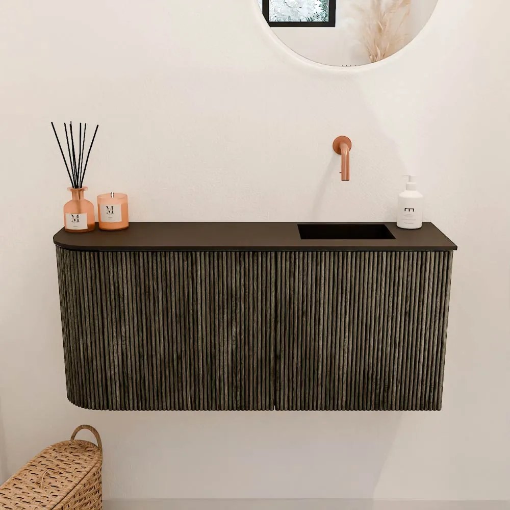 Mondiaz Joya 90cm toiletmeubel ronding links shadow met wastafel faye rechts zonder kraangat urban