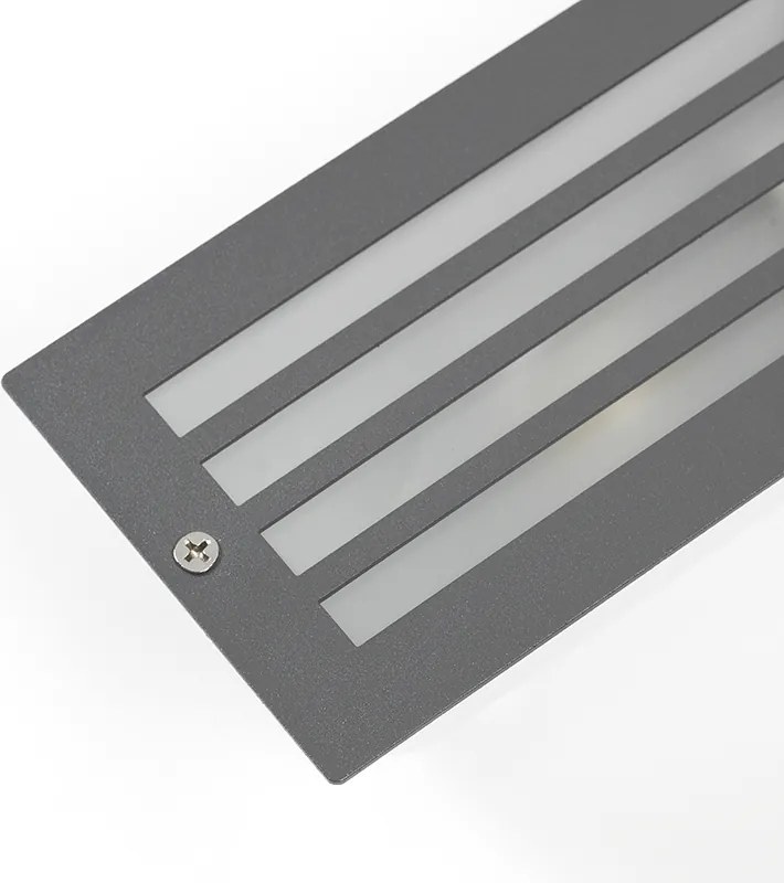 Set van 4 moderne inbouwlamp donker grijs IP44 - Hurricane