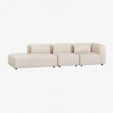 Fogler 3-delige Modulaire Hoekbank Met Chaise Longue Links Corduroy Beige – Linnen - Sklum