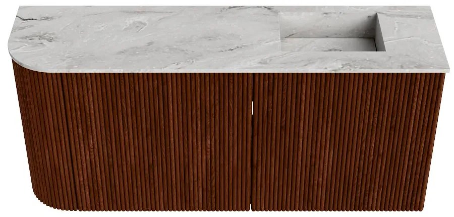 Mondiaz Joya DLux 90cm toiletmeubel ronding links ruby met wastafel faye rechts zonder kraangat glace