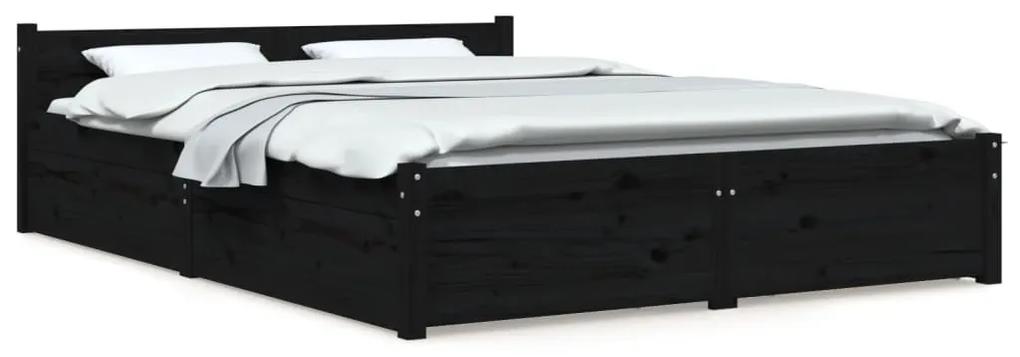 vidaXL Bedframe met lades zwart 160x200 cm