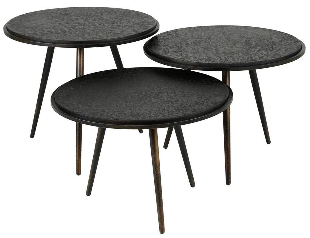 Zwarte Salontafelset Metallic - 54 X 54cm.