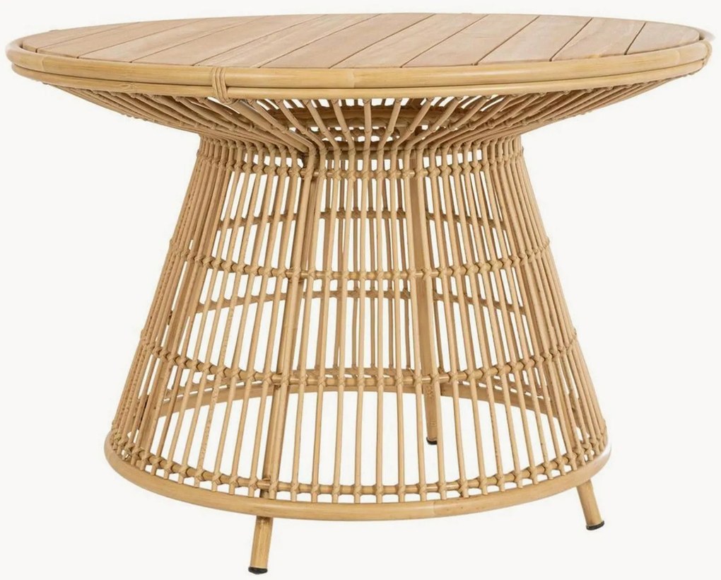 Ronde tuintafel Adelma met teakhouten tafelblad, Ø 110 cm