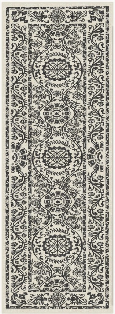 Wasbare antracietkleurige laagpolige loper Delphina