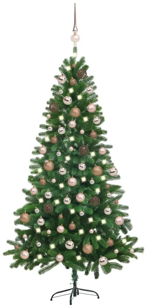 vidaXL Kunstkerstboom met LED's en kerstballen 180 cm groen