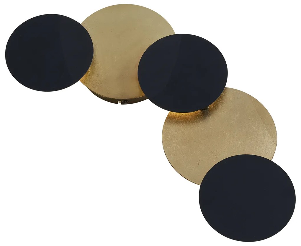 Moderne wandlamp zwart met goud incl. LED 3-staps dimbaar 5-lichts - Sunrise 3 Modern rond Binnenverlichting Lamp