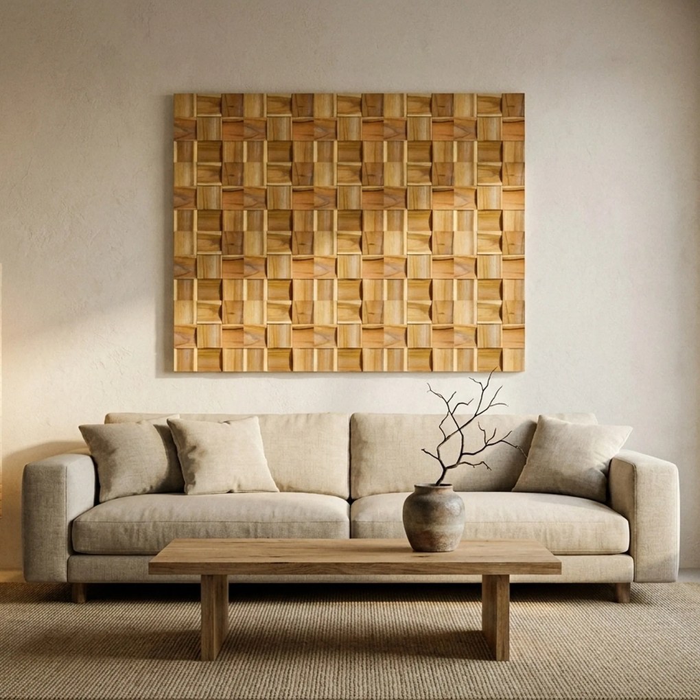 3D Houten Wandpaneel | Timeless Teak | 30×30 cm | Wanddecoratie