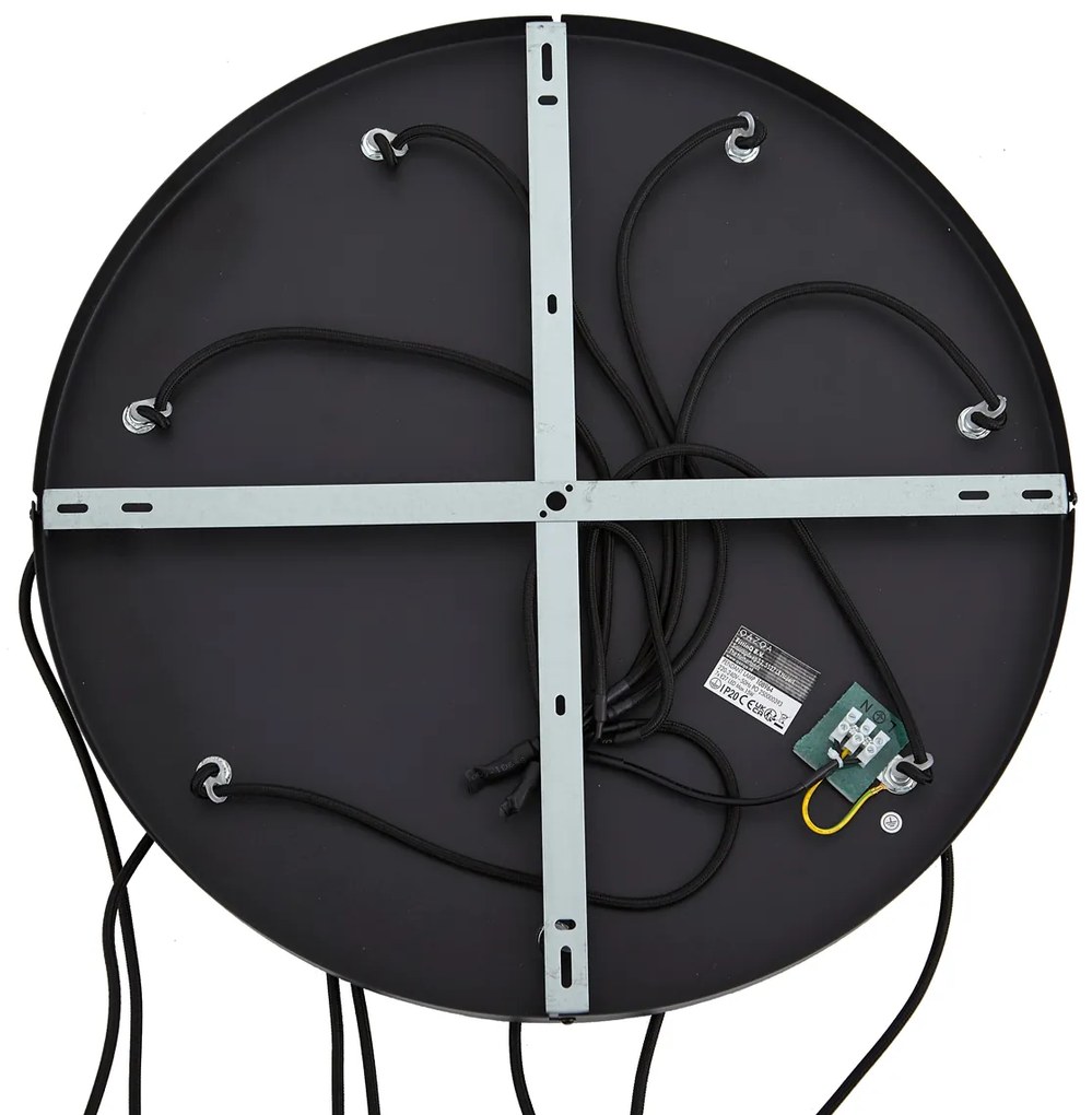 Moderne hanglamp zwart met wit glas rond 7-lichts - Misty