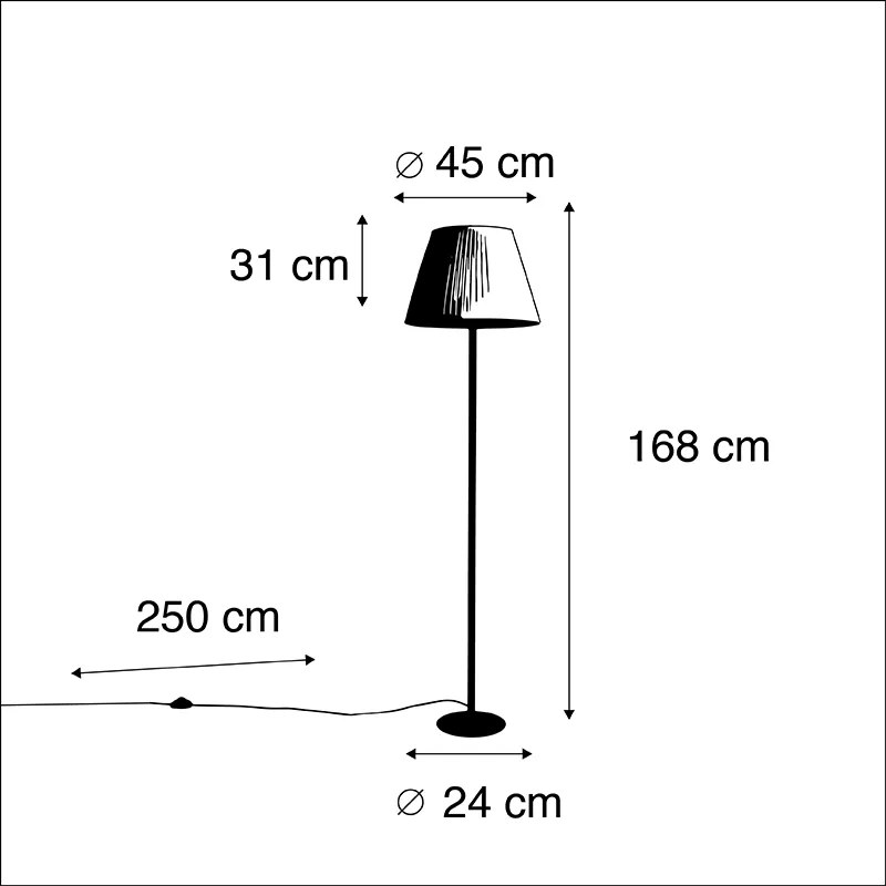 Moderne vloerlamp zwart met witte plisse kap 45 cm - Simplo