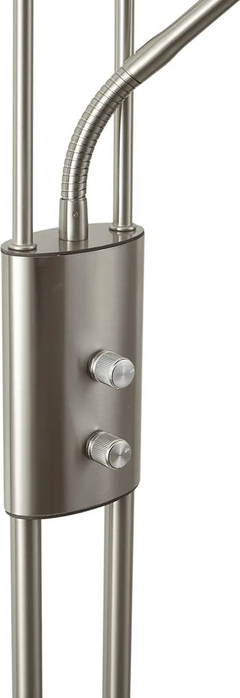 Moderne vloerlamp staal met leesarm incl. LED en dimmer - Divo