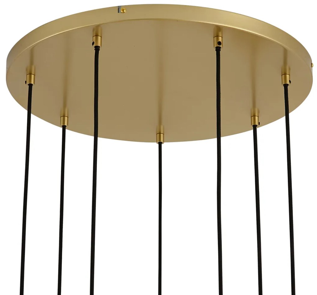 Art Deco hanglamp goud met regenboog glas 7-lichts - Sandra