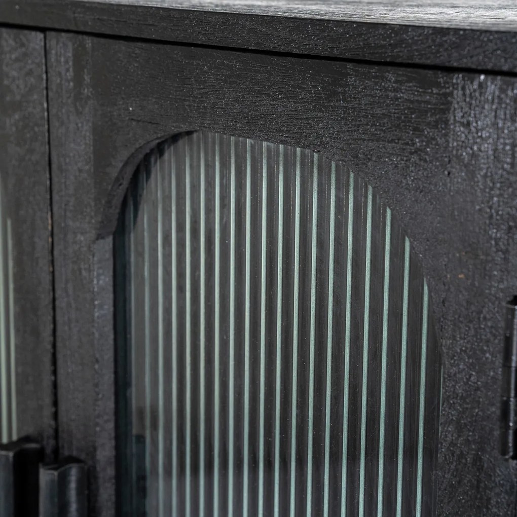 By-Boo Eden Zwarte Kast Met Ribbelglas - 75x35x160cm.