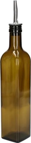 Olie/azijnfles, olijfgroen glas, vierkant, 500 ml