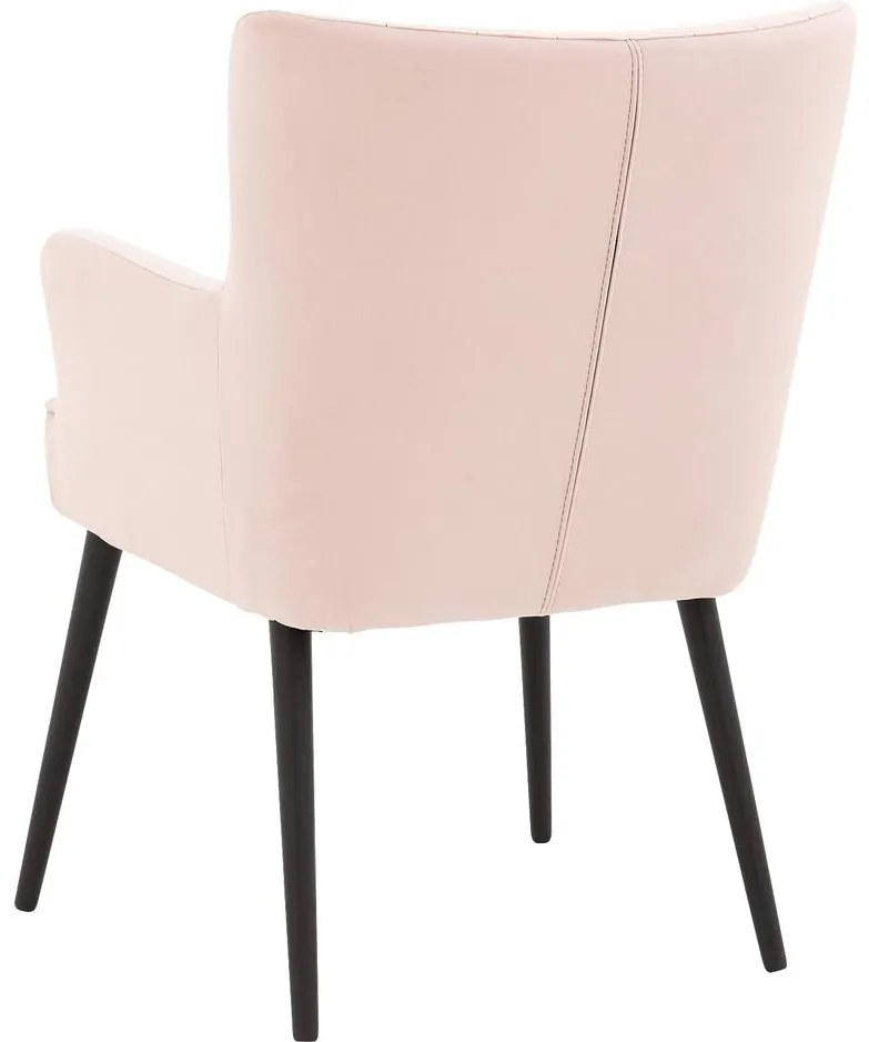 Goossens Eetkamerstoel Rob roze velvet stof met armleuning, urban industrieel