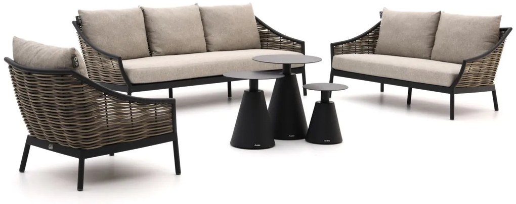 Stoel-bank loungeset Apple Bee | 6 personen | Loungeset Grijs/Beige/Zwart | Aluminium | Kees Smit Tuinmeubelen