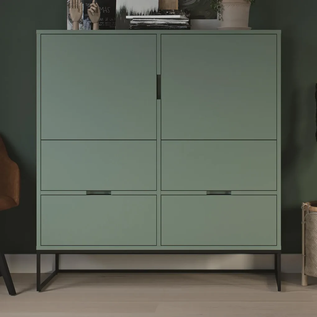 Tenzo Lipp Breed Scandinavisch Wandkast Groen - 118x43x127cm. | BIANO