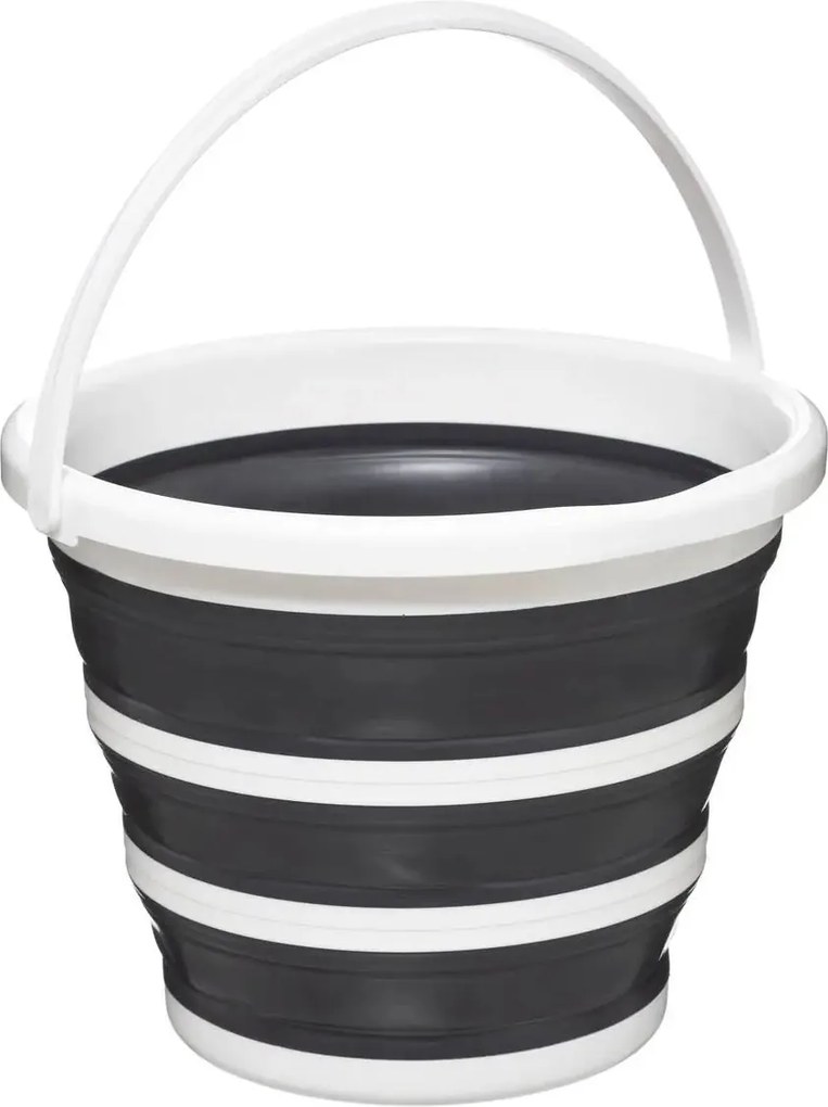 5Five Opvouwbare Emmer 10 L - Wit / Grijs - Ruimtebesparend - Kunststof