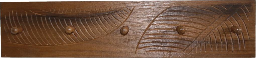 Houten kapstok 58 cm - wandkapstok hout met bladmotief