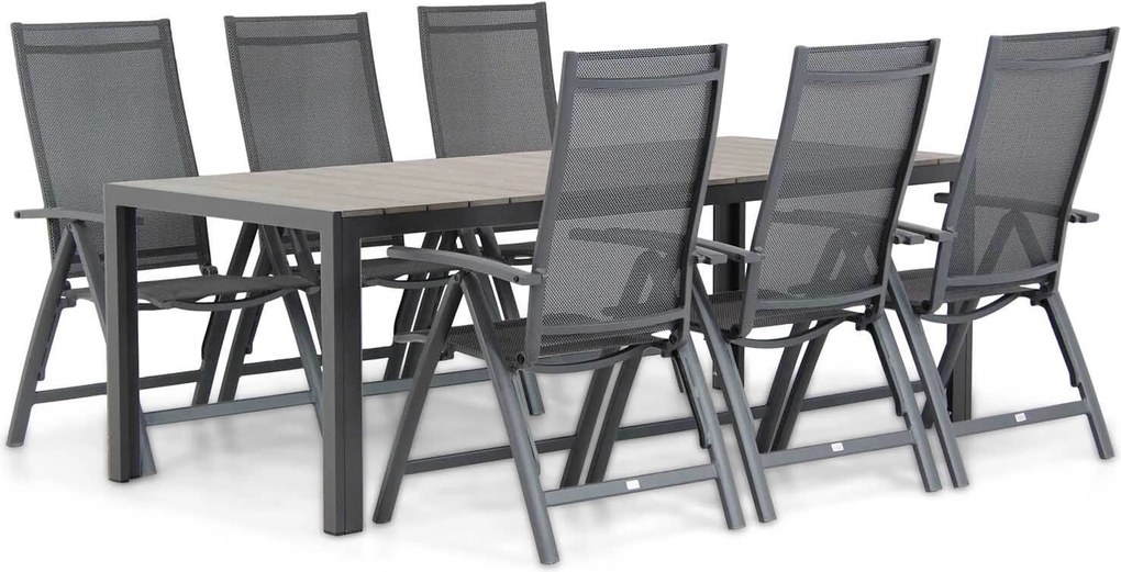 Tuinset 6 personen 217 cm Aluminium/textileen Grijs Presto Donato/Young