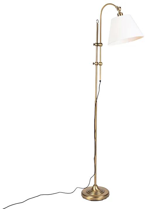 Klassieke vloerlamp brons met witte kap - Ashley Klassiek / Antiek E27 Binnenverlichting Lamp