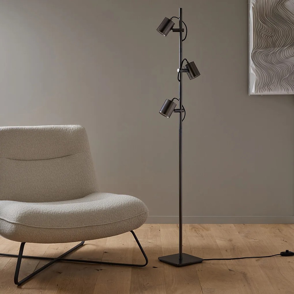 Staande lamp met 3 verstelbare grafiet spots, Girevole