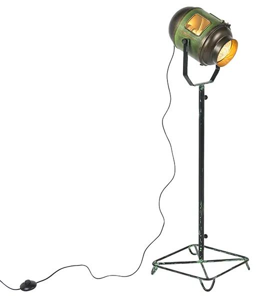 Industriële vloerlamp brons met groen 140 cm - Byron Retro E27 Binnenverlichting Lamp