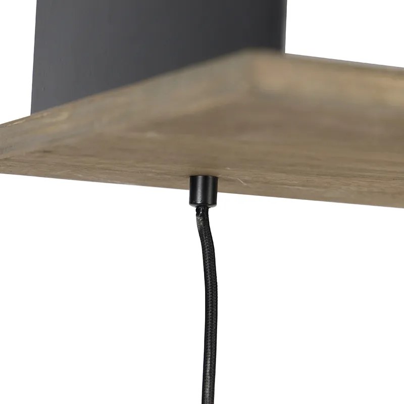 Eettafel / Eetkamer Landelijke hanglamp zwart met hout 5-lichts - Flair Landelijk E27 Binnenverlichting Lamp