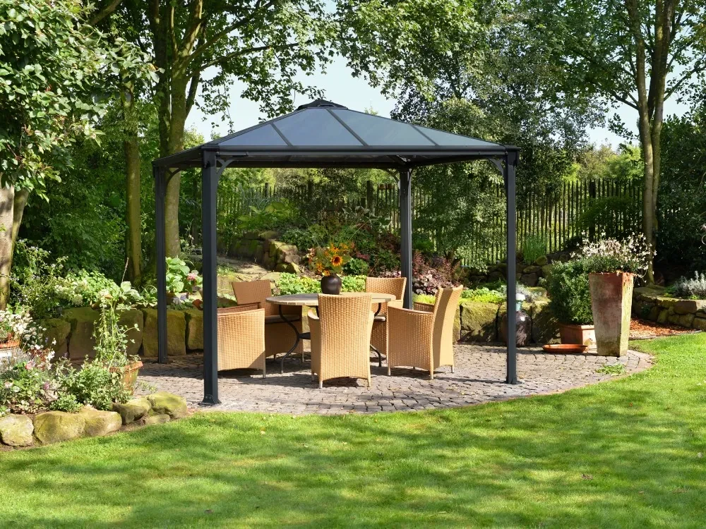 Aluminium tuinprieel Palermo Palram - Canopia 3 x 3 m Heat Block antraciet