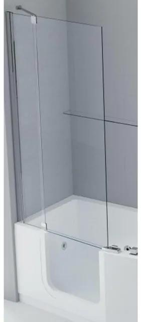Novellini Iris Combi badwand met vast segment links 86x150cm chroom profiel en helder glas IRIS2V80S1K
