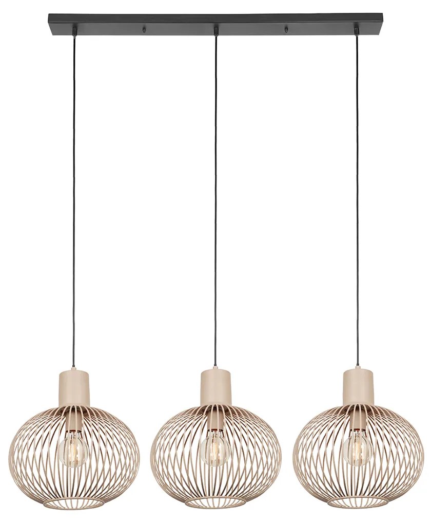 Eettafel / Eetkamer Moderne draad hanglamp zwart met beige 3-lichts - Gila Modern GU10 rond Binnenverlichting Lamp