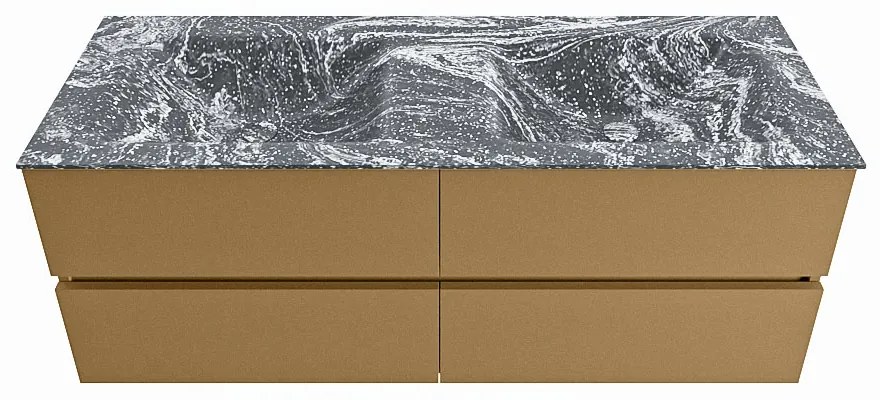 Mondiaz Vica DLux badmeubel 130cm oro 4 lades met wastafel lava dubbel 2 kraangaten