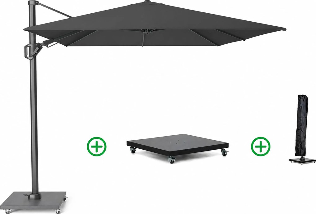 Platinum Challenger zweefparasol 3.5x2.6m T2 premium (incl. voet en hoes) faded black