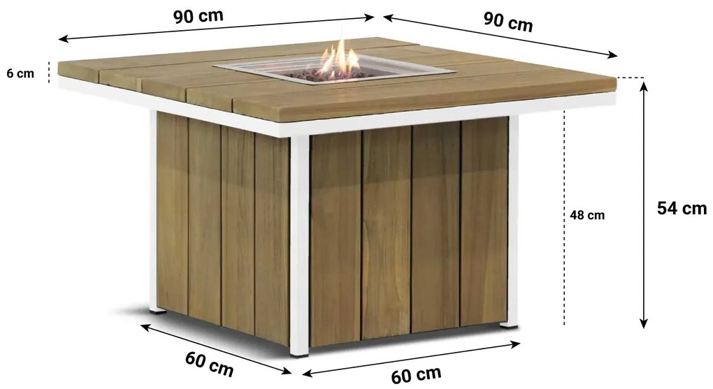 Platform Loungeset Aluminium/teak Wit 6 personen Lifestyle Garden Furniture Ravalla/Seaside