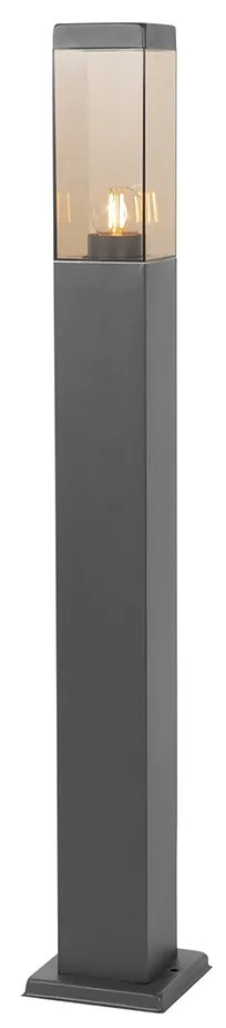 Smart buitenlamp met dimmer paal antraciet met smoke 80 cm incl. Wifi P45 - Malios E27 IP44 Buitenverlichting