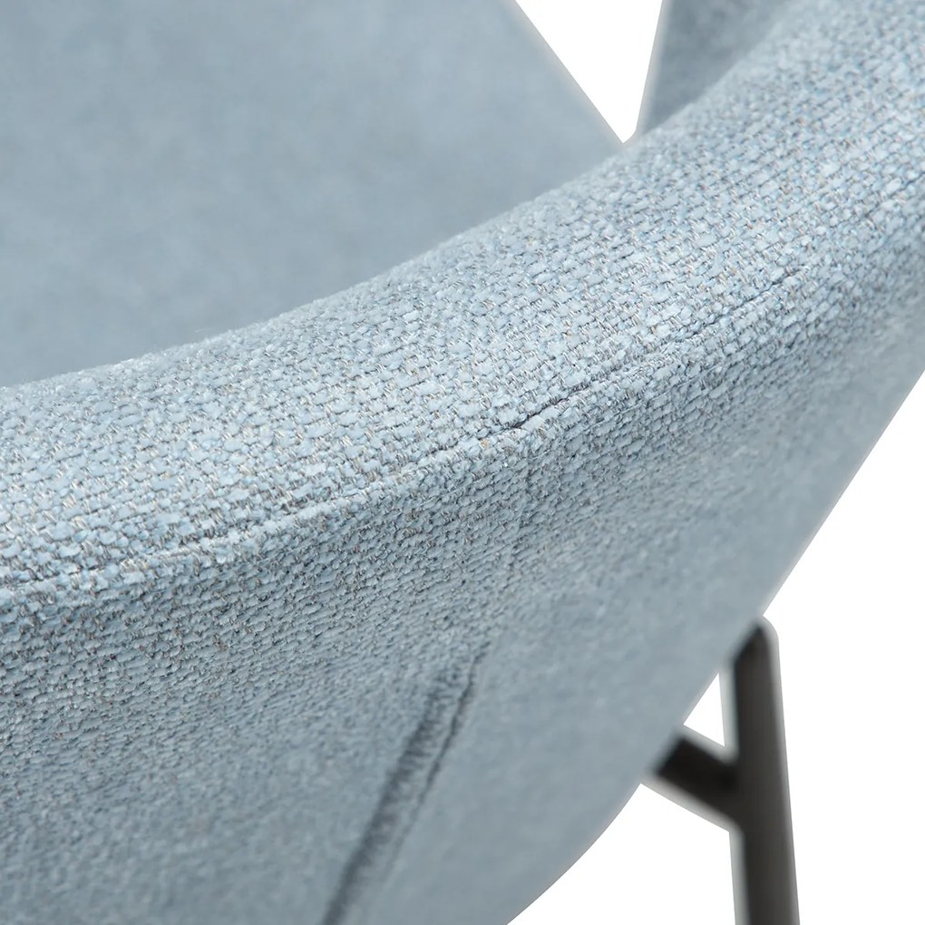 Dan-Form Glam Luxe Eetkamerstoel Boucle Blauw En Antique Pewter