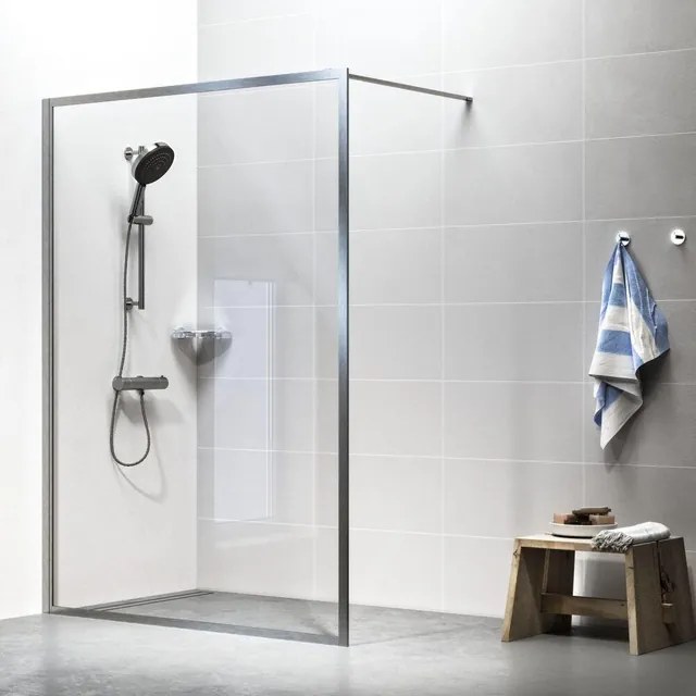 Sealskin Contour inloop douche type A3 138 cm breed, 200 cm hoog, RVS, 6 mm helder veiligheidsglas CCDA31386325100