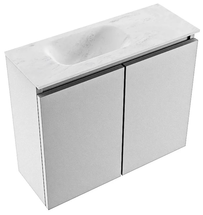 Mondiaz Ture DLux toiletmeubel 60cm plata met wastafel opalo links zonder kraangat