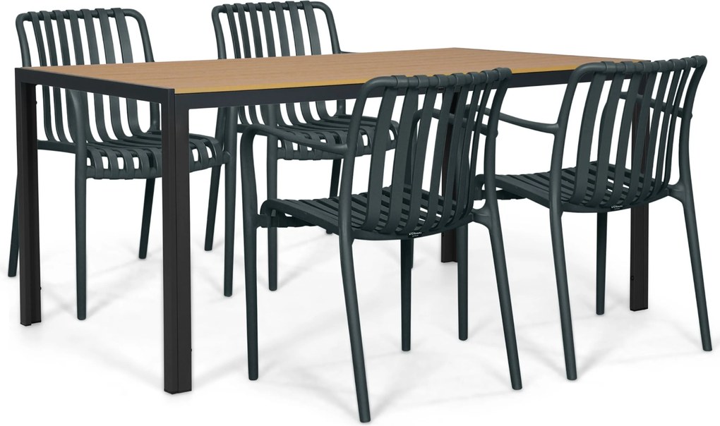 Tuinset 4 personen 150 cm Kunststof Grijs Domani Furniture Alba/Creta